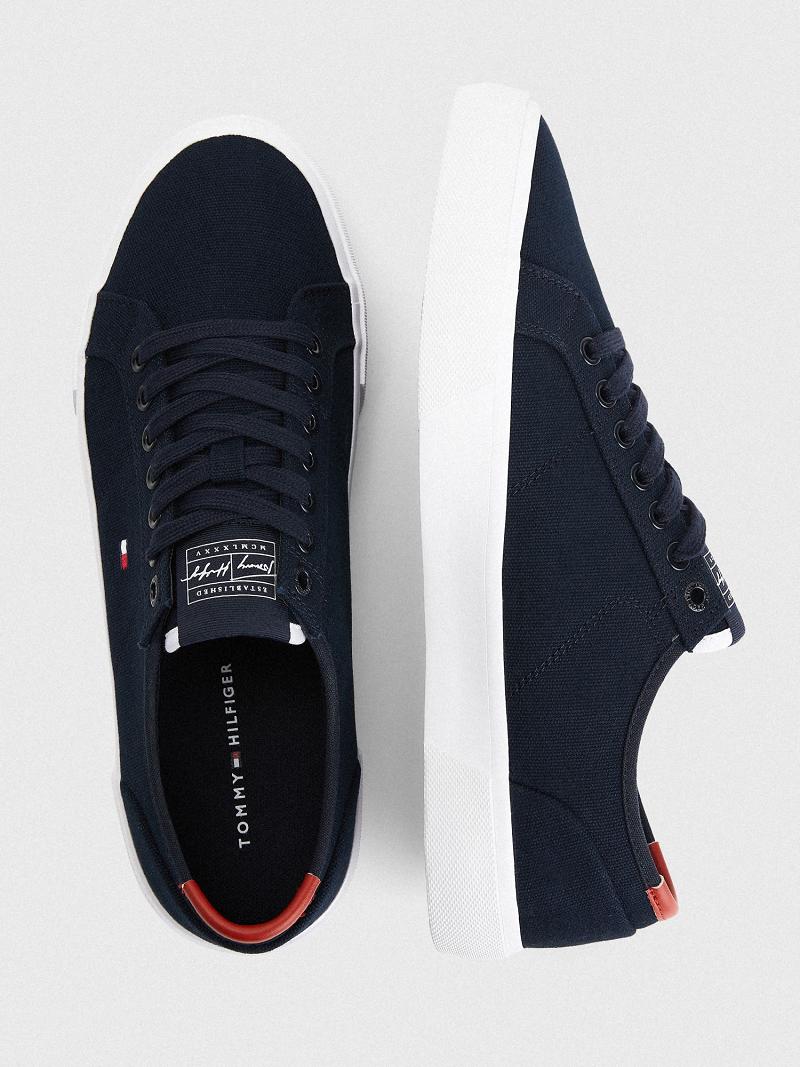 Férfi Tommy Hilfiger Vászon Sneaker Kék | HU 1396KOR